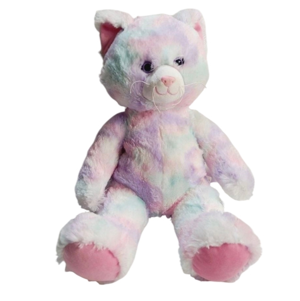 Build A Bear Cat 16" Plush Pastel Tie Dye Kitty Pink Purple Stuffed Animal